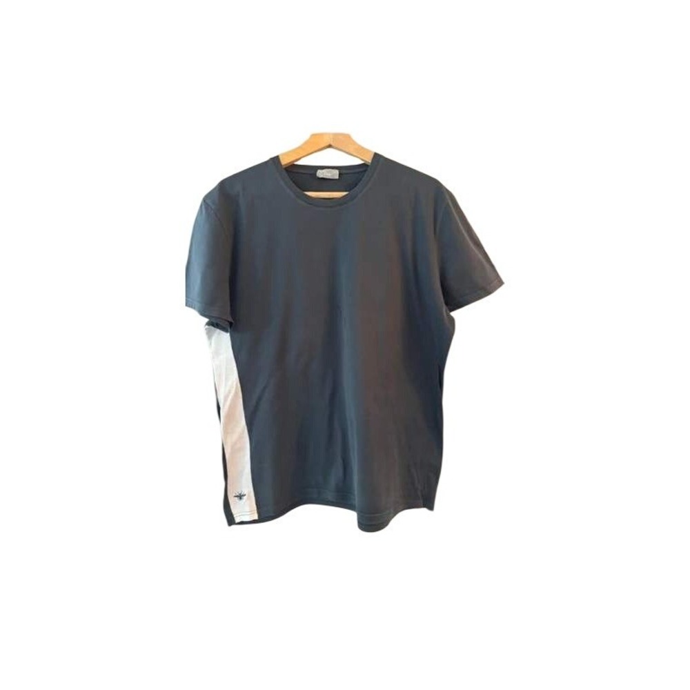 Dior Homme Bee Embroidery Side Stripe‎ T-Shirt Navy Blue Grey Size 56 Italy